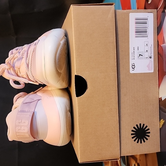 UGG Cloud lace pastel pink and lavender sneakers size 7 - Picture 3 of 4